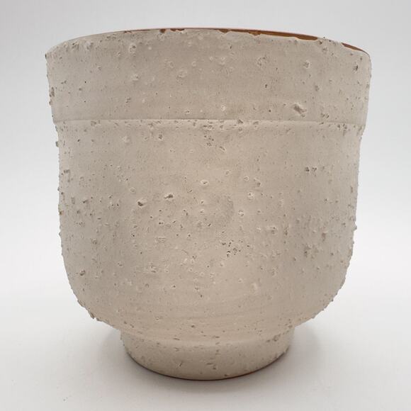 Florence Italy Vintage Mod White Footed Planter Flower Pot Contrasting Finish - Picture 12 of 13